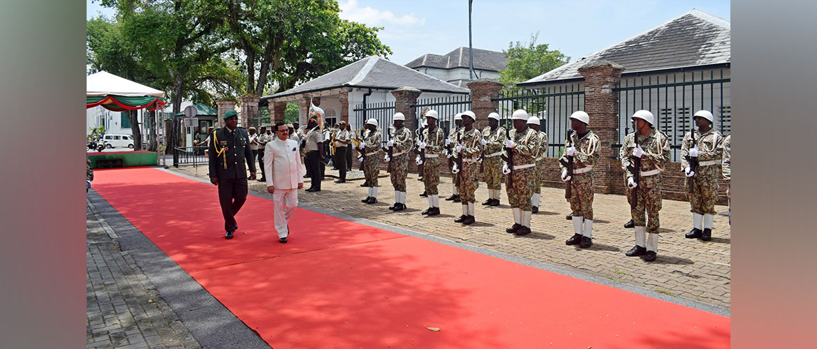 Ambassador Subhash P. Gupta escorted to present his credentials at the Presidential Palace of Suriname